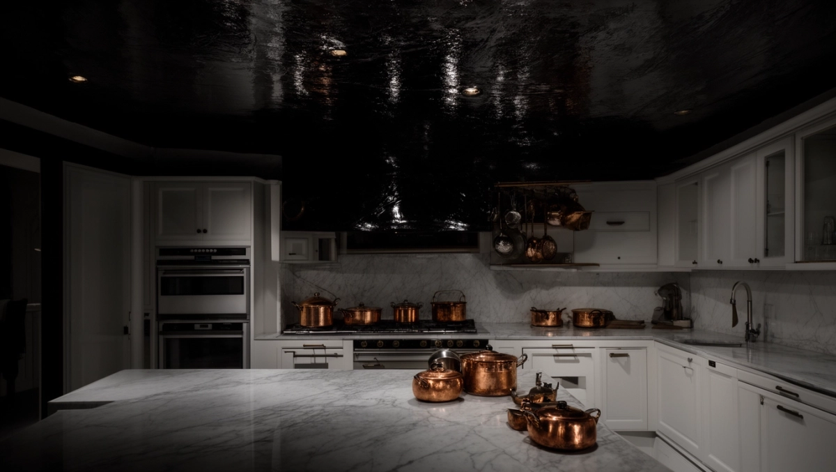 Czarny sufit w kuchni